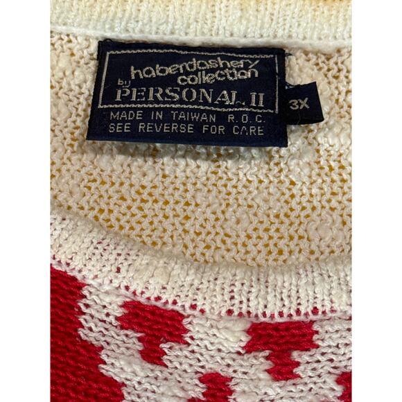 Vintage Knit‎ Red White Geometric Coogi Like Designer 1980s 70s Sweater Vest - Picture 7 of 10